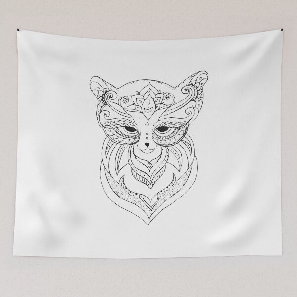 Item preview, Mystical Mandala Cat Tribal Line Art designed and sold by Alaakadry800.