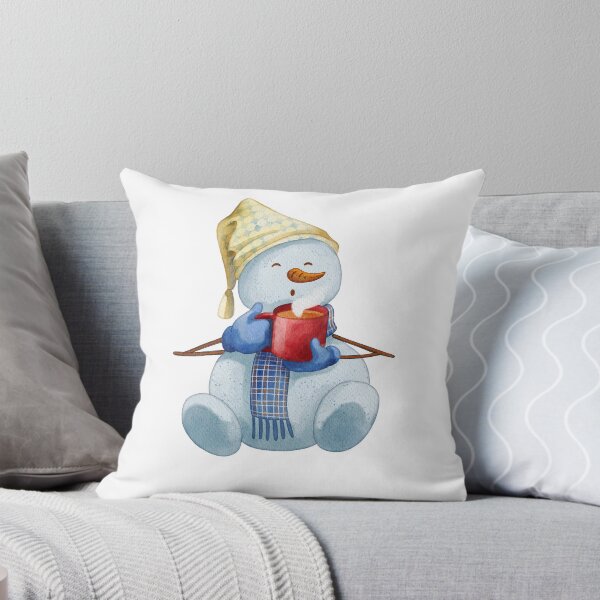 Item preview, Cozy Christmas Snowman Drinking Hot Cocoa – Winter Holiday Illustration designed and sold by Ms. Iryna.