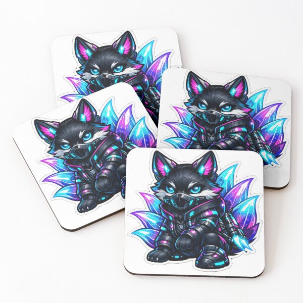 Item preview, Cyberpunk Kitsune Fox Sticker - Neon Nine Tailed Sci-Fi Tech Decal designed and sold by CyberPaws Art.