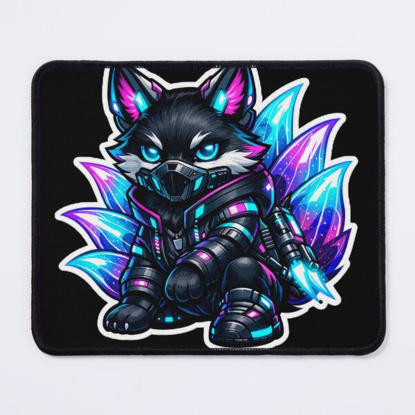 Item preview, Cyberpunk Kitsune Fox Sticker - Neon Nine Tailed Sci-Fi Tech Decal designed and sold by CyberPaws Art.