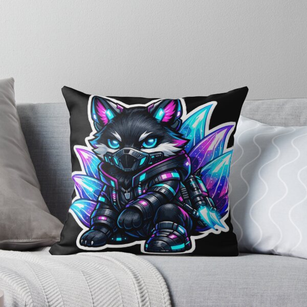 Item preview, Cyberpunk Kitsune Fox Sticker - Neon Nine Tailed Sci-Fi Tech Decal designed and sold by CyberPaws Art.