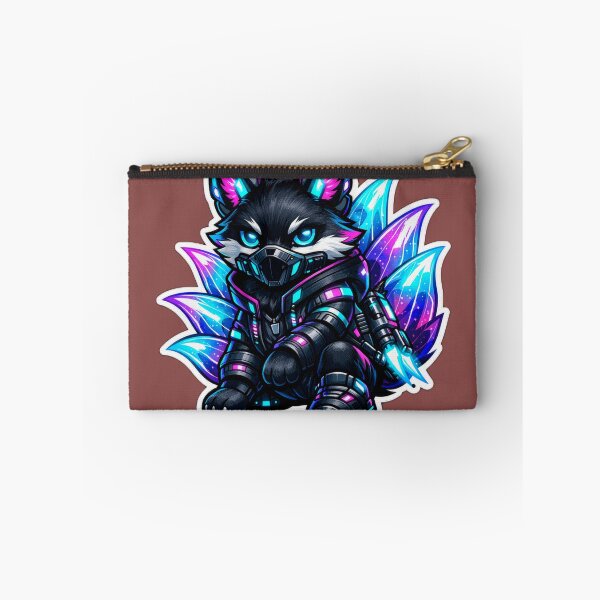 Item preview, Cyberpunk Kitsune Fox Sticker - Neon Nine Tailed Sci-Fi Tech Decal designed and sold by CyberPaws Art.