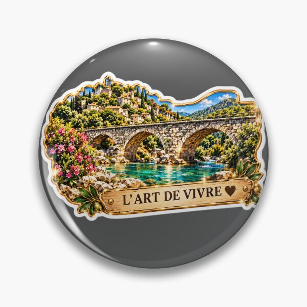 Item preview, Ardèche France Vintage Stone Bridge Travel Sticker – French Countryside Aestheticardeche designed and sold by AstraDrip Studio.