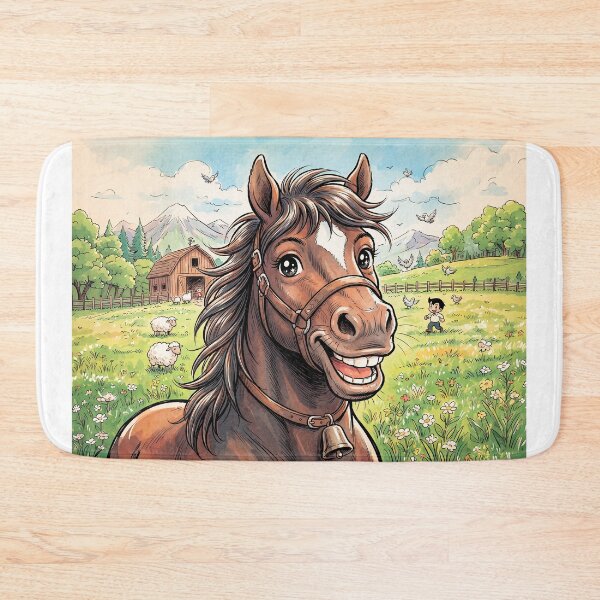 Item preview, Smiling Horse Anime Style designed and sold by Home Decor Art.