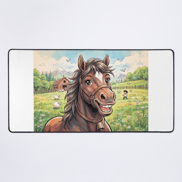 Item preview, Smiling Horse Anime Style designed and sold by Home Decor Art.