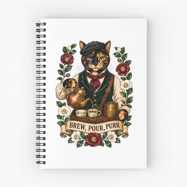 Item preview, Brew Pour Purr Vintage Tea Cat Art designed and sold by Old's Cool Cat Studio.