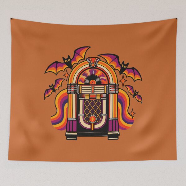 Item preview, Retro 1970s Mod Bat Jukebox Art – Groovy Vintage Halloween Print designed and sold by MagicMakerPh.