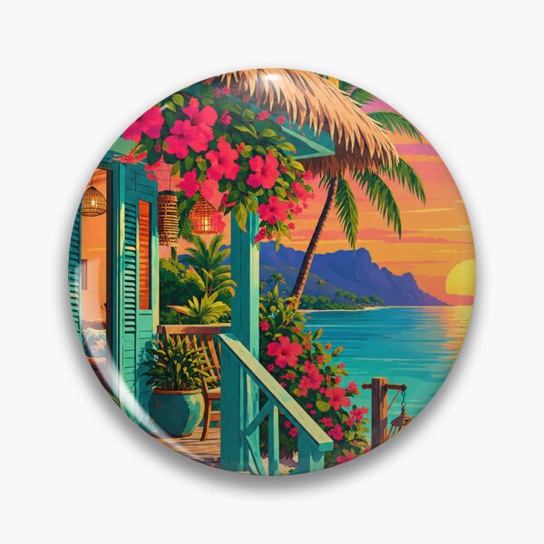 Item preview, Tropical Bungalow Sunset Escape designed and sold by everlycosper.