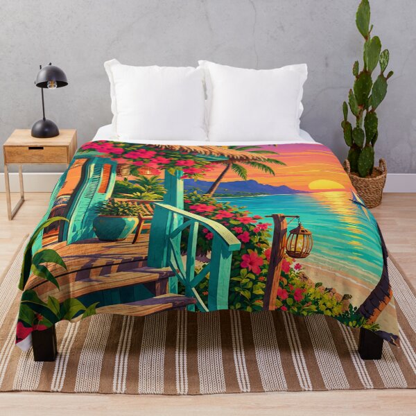 Item preview, Tropical Bungalow Sunset Escape designed and sold by everlycosper.