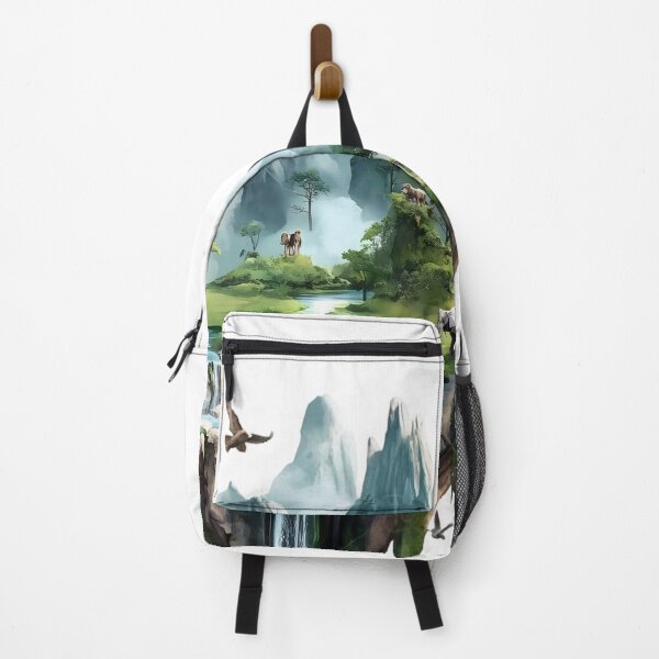 Item preview, Floating Island Waterfall Fantasy Landscape – Mountain Nature Art designed and sold by Kruti Collection.