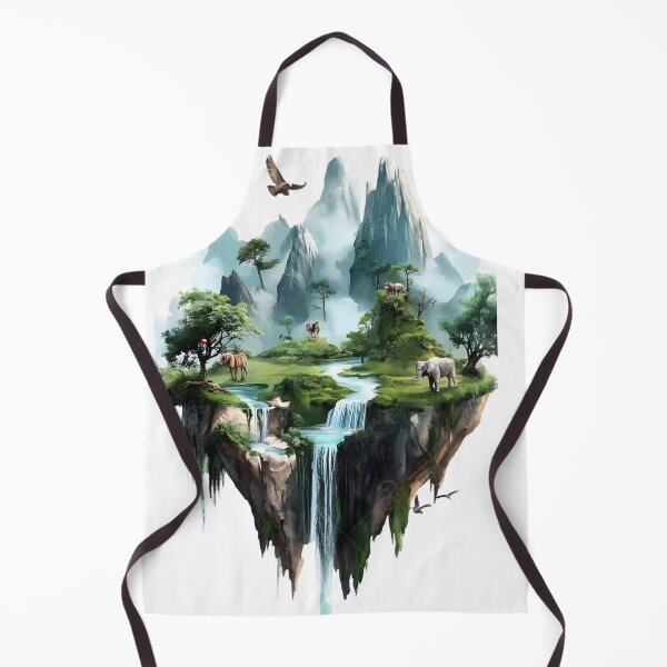 Item preview, Floating Island Waterfall Fantasy Landscape – Mountain Nature Art designed and sold by Kruti Collection.