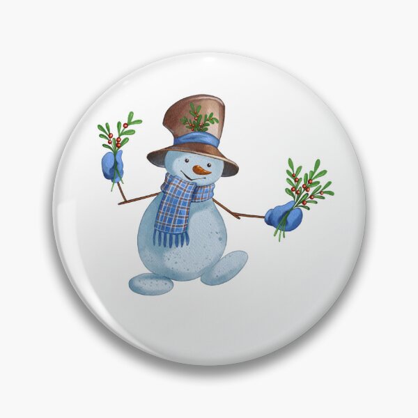 Item preview, Christmas Snowman Holding an Evergreen Branch – Winter Holiday Illustration designed and sold by Ms. Iryna.
