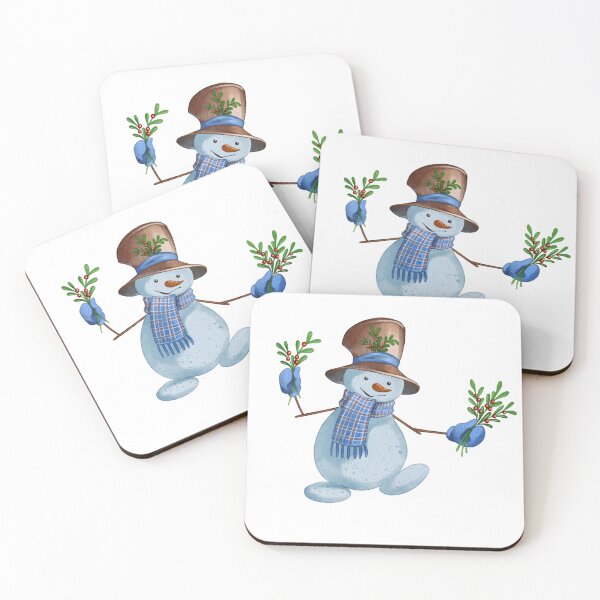 Item preview, Christmas Snowman Holding an Evergreen Branch – Winter Holiday Illustration designed and sold by Ms. Iryna.