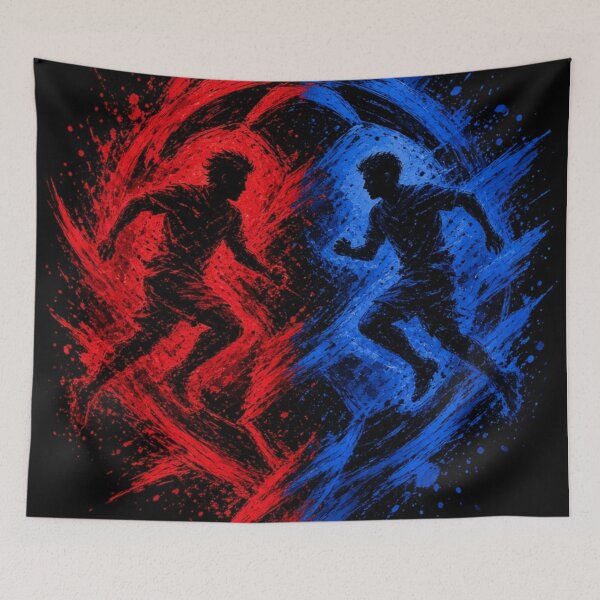 Item preview, Blue vs red soccer art clash  designed and sold by Nexus Space.