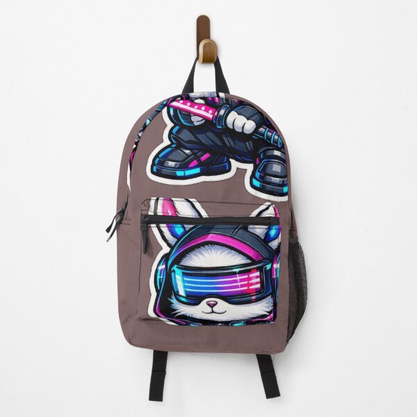 Item preview, Cyberpunk Samurai Bunny Sticker - Cute Neon Sci-Fi Rabbit Decal designed and sold by CyberPaws Art.
