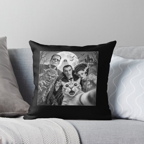 Item preview, Cat Selfie with Retro Horror Movie Monsters Funny Halloween  designed and sold by MiteKangerin.