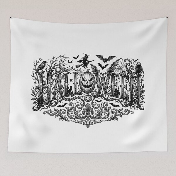 Item preview, Halloween Dark Engraving Gothic Typography designed and sold by DarkOriginArts.