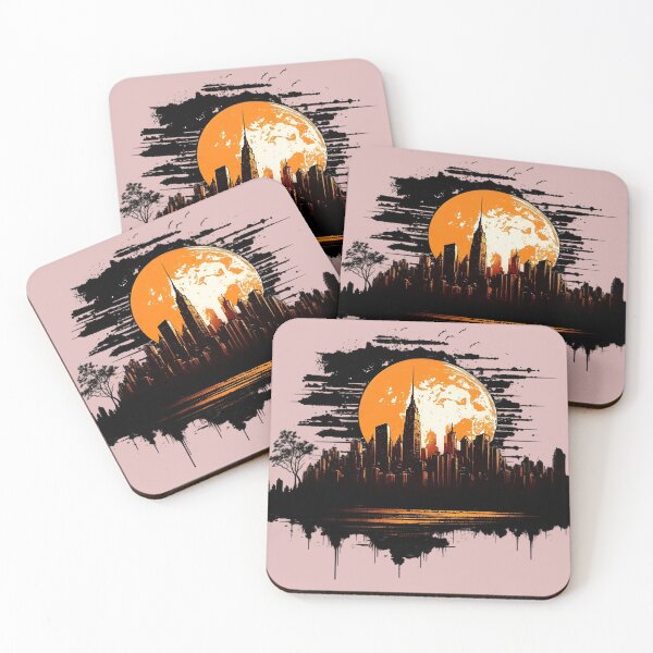 Item preview, Chicago Skyline Sunset Vintage Grunge Wall Art – Urban Cityscape Design designed and sold by Kruti Collection.