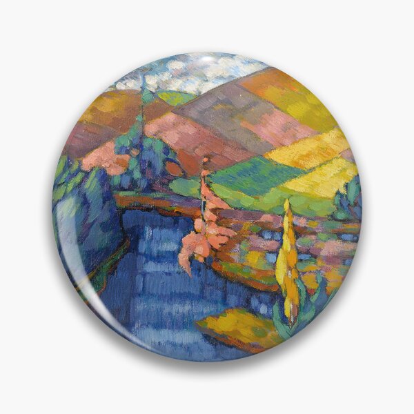 Item preview, Colorful tartan harvest fields overlooking Puhajarv Lake landscape painting by Konrad Magi designed and sold by Jéanpaul  Ferro.