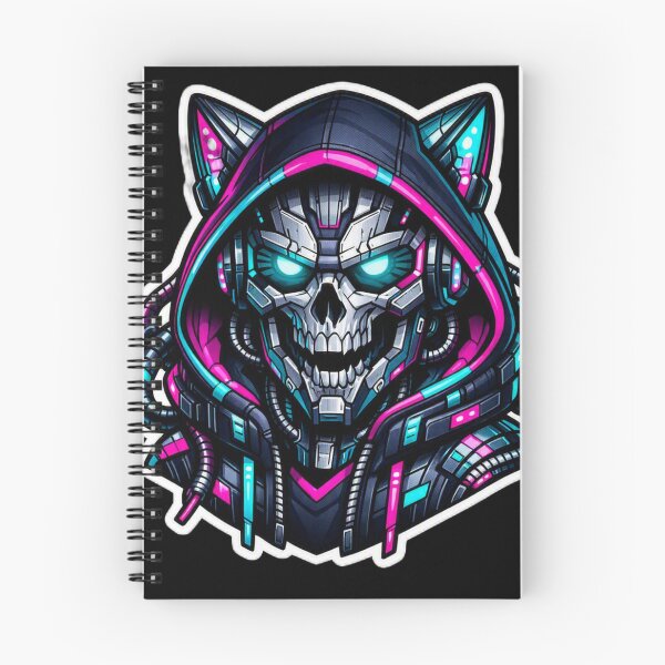 Item preview, Cyberpunk Robotic Skull Sticker - Neon Sci-Fi Mech Death Decal designed and sold by CyberPaws Art.