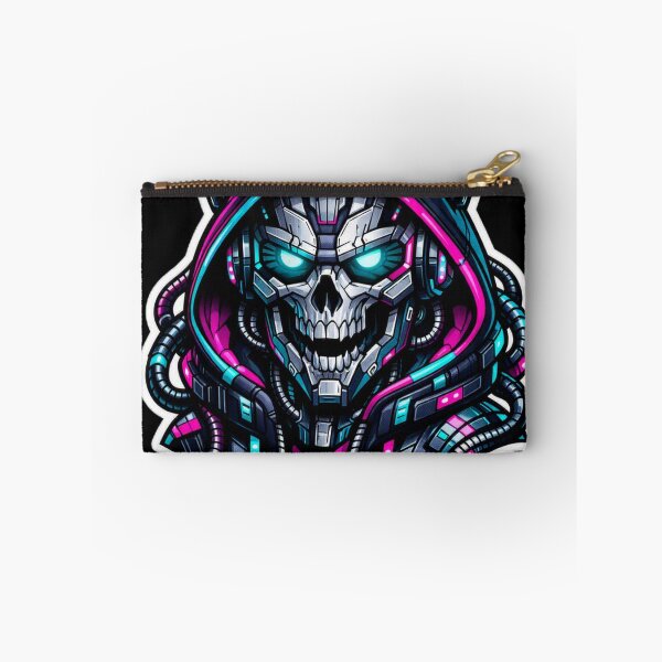 Item preview, Cyberpunk Robotic Skull Sticker - Neon Sci-Fi Mech Death Decal designed and sold by CyberPaws Art.