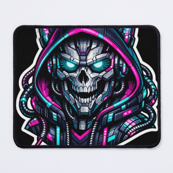 Item preview, Cyberpunk Robotic Skull Sticker - Neon Sci-Fi Mech Death Decal designed and sold by CyberPaws Art.