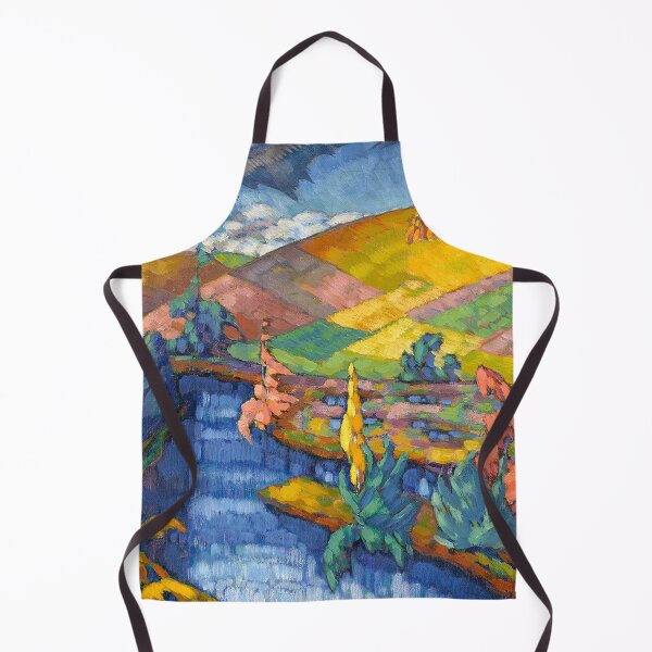 Item preview, Colorful tartan harvest fields overlooking Puhajarv Lake landscape painting by Konrad Magi designed and sold by Jéanpaul  Ferro.