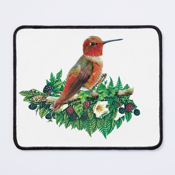 Item preview, Vintage-style hummingbird on a plant branch with berries and a butterfly. designed and sold by Thegoldenline.