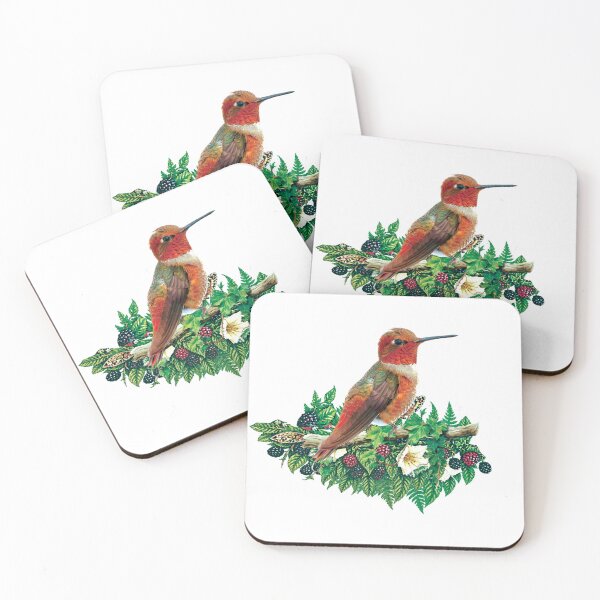 Item preview, Vintage-style hummingbird on a plant branch with berries and a butterfly. designed and sold by Thegoldenline.