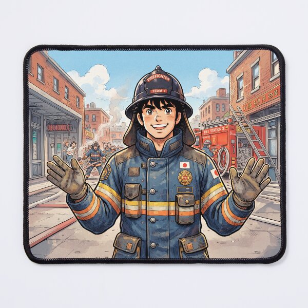 Item preview, Smiling Fireman Anime Style designed and sold by Home Decor Art.