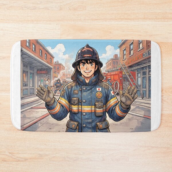 Item preview, Smiling Fireman Anime Style designed and sold by Home Decor Art.