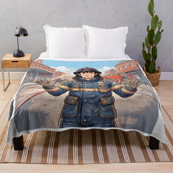 Item preview, Smiling Fireman Anime Style designed and sold by Home Decor Art.