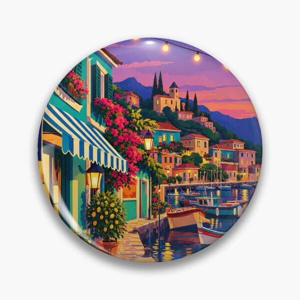 Item preview, Twilight Harbor Promenade at Pesce Pasta Vino designed and sold by everlycosper.