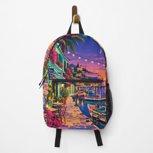 Item preview, Twilight Harbor Promenade at Pesce Pasta Vino designed and sold by everlycosper.