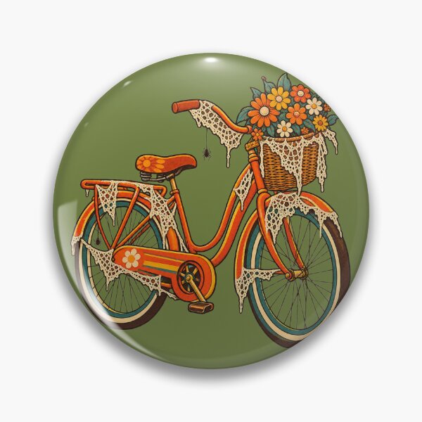 Item preview, Retro 1970s Lace Cobweb Bicycle Art – Groovy Vintage Halloween Print designed and sold by MagicMakerPh.
