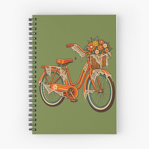 Item preview, Retro 1970s Lace Cobweb Bicycle Art – Groovy Vintage Halloween Print designed and sold by MagicMakerPh.