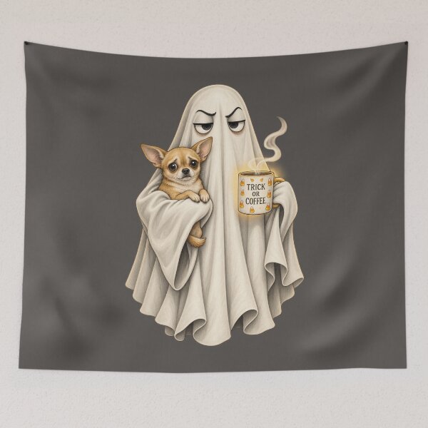 Item preview, Trick Or Coffee Ghost Chihuahua Halloween designed and sold by AmiGraph.