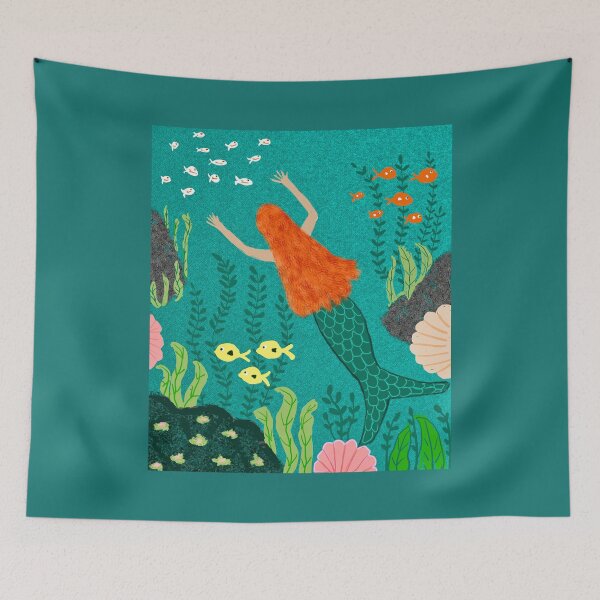 Item preview, Mermaid in Vibrant Underwater Scene designed and sold by Elaine M Hayward .