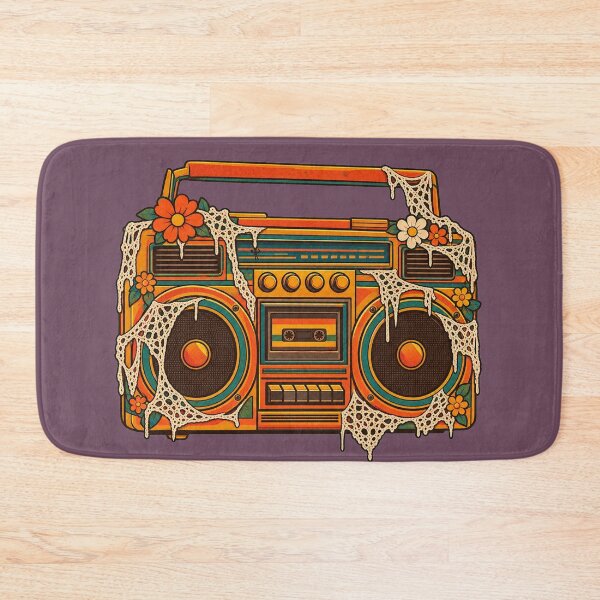 Item preview, Retro 1970s Lace Cobweb Boombox Art – Groovy Vintage Halloween Print designed and sold by MagicMakerPh.