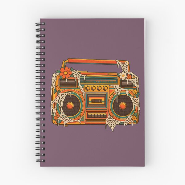 Item preview, Retro 1970s Lace Cobweb Boombox Art – Groovy Vintage Halloween Print designed and sold by MagicMakerPh.