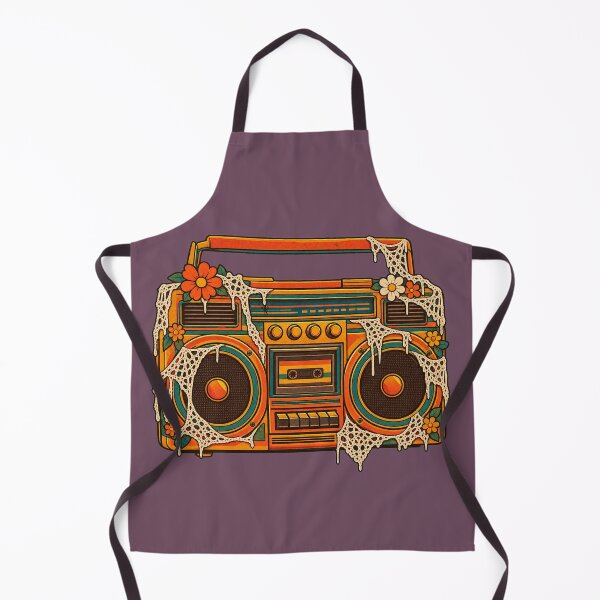 Item preview, Retro 1970s Lace Cobweb Boombox Art – Groovy Vintage Halloween Print designed and sold by MagicMakerPh.