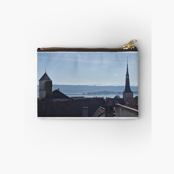 Item preview, Lake landscape, Switzerland, La Neuveville, church steeple designed and sold by Seboux.