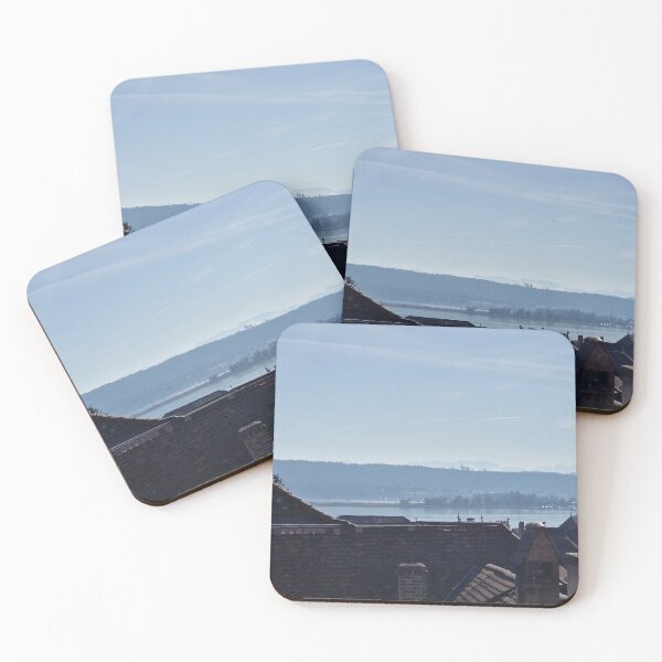 Item preview, Lake landscape, Switzerland, La Neuveville, church steeple designed and sold by Seboux.