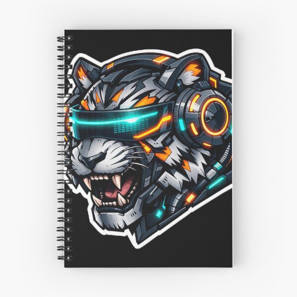 Item preview, Cyberpunk Mecha Tiger Sticker - Neon Orange & Blue Sci-Fi Decal designed and sold by CyberPaws Art.