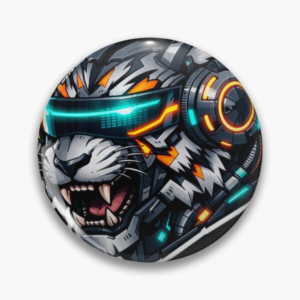Item preview, Cyberpunk Mecha Tiger Sticker - Neon Orange & Blue Sci-Fi Decal designed and sold by CyberPaws Art.