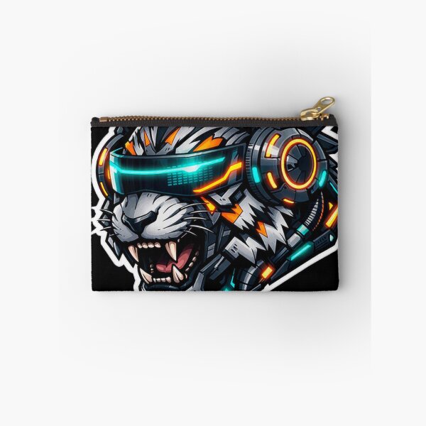 Item preview, Cyberpunk Mecha Tiger Sticker - Neon Orange & Blue Sci-Fi Decal designed and sold by CyberPaws Art.