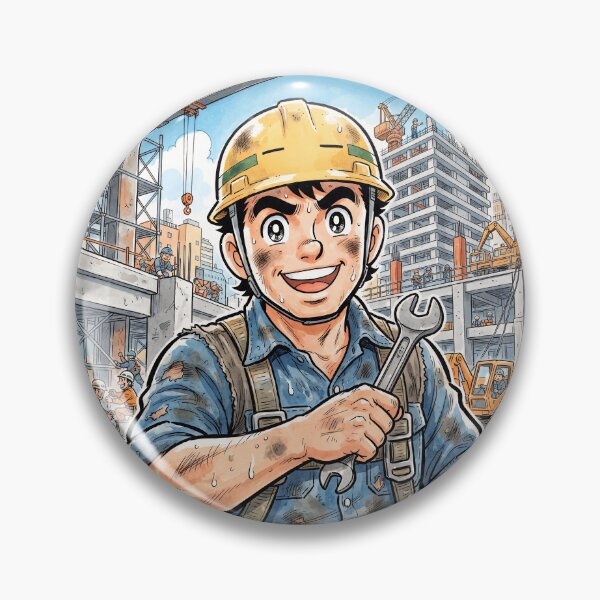 Item preview, Smiling Construction Worker Anime Style designed and sold by Home Decor Art.