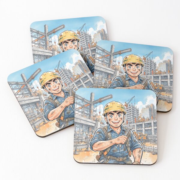 Artikelvorschau, Smiling Construction Worker Anime Style entworfen und verkauft von Home Decor Art.