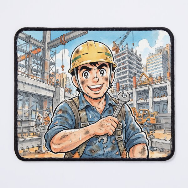 Item preview, Smiling Construction Worker Anime Style designed and sold by Home Decor Art.