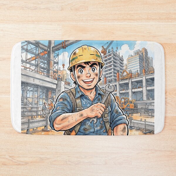 Item preview, Smiling Construction Worker Anime Style designed and sold by Home Decor Art.